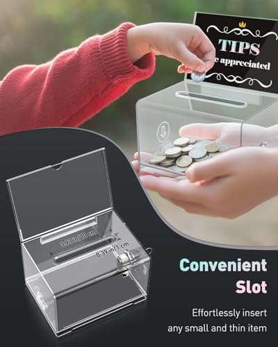 Uniclife 6.2"x 4.7" x 4" Acrylic Donation Ballot Box with Slot and Lock - color: Standard