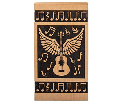 Guitar Wings Wood Keepsake Urn for Human Ashes, 20 Cu in, Beechwood - color: Beechwood, size: Keepsake (20 lbs)