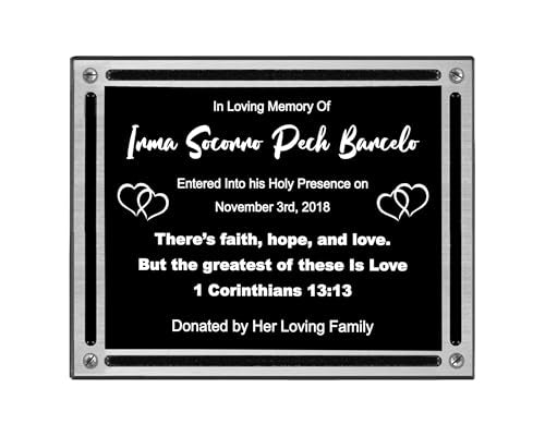 Personalized Memorial Plaque, Grave Marker, Remembrance Plaque, Outdoor, Indoor Memorial Plate Heavy Cast Aluminum - 6" x 8" - size: 6X8