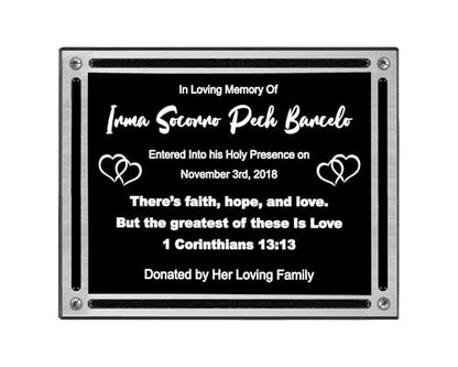 Personalized Memorial Plaque, Grave Marker, Remembrance Plaque, Outdoor, Indoor Memorial Plate Heavy Cast Aluminum - 6" x 8" - size: 6X8