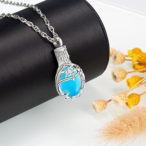 Gredstar Tree of Life Urn Necklace for Ashes, Birthstone Memorial Pendant | Teardrop Design, Love Symbol Detail, 12 Birthstone Colors, Stainless Steel, Ashes Holder, Funnel Kit Included - color: March