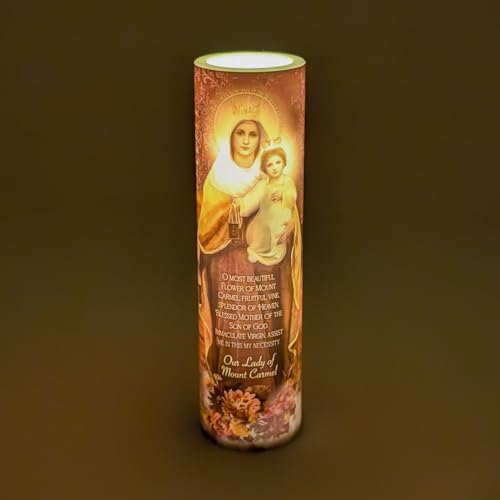 Our Lady of Mount Carmel LED Flameless Devotional Prayer Candle