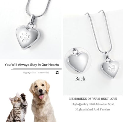 zeqingjw Pet Cremation Jewelry for Ashes Pendant Paw Print Pet Heart Urn Necklace Memorial Keepsake Jewelry for Pet/Dog's/Cat's Ashes - color: Heart-Custom Photo