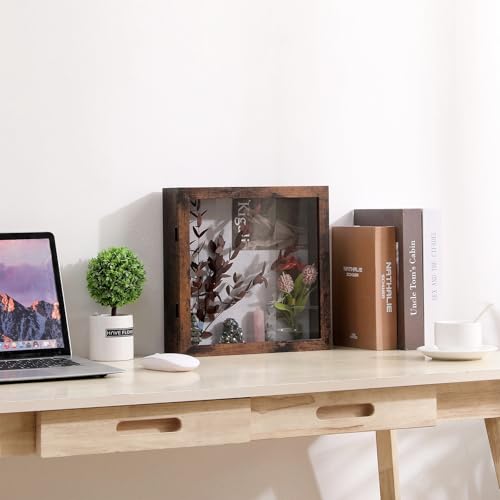 Muzilife 11x11 Shadow Box Picture Frame, 2.16 Deep, Real Glass, Honey Brown - color: Honey Brown, size: 11x11