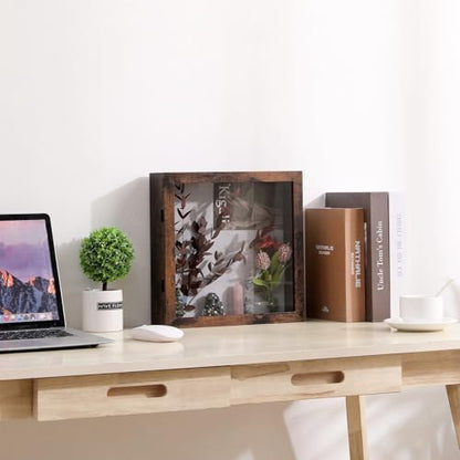 Muzilife 11x11 Shadow Box Picture Frame, 2.16 Deep, Real Glass, Honey Brown - color: Honey Brown, size: 11x11