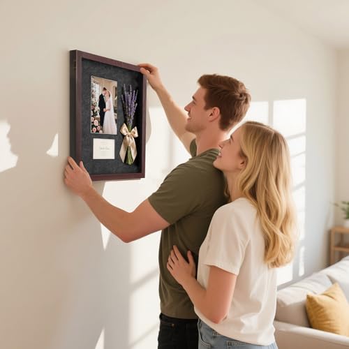 AW Bridal Burgundy Shadow Box with Shelves 11x14, Medal Frame Display Case - color: Burgundy, size: 11x14 in
