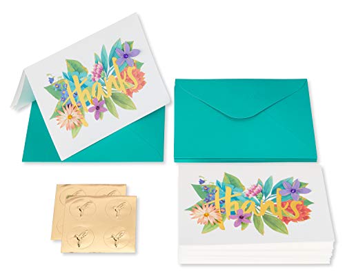 Papyrus Thank You Cards with Envelopes, Botanical Floral (8-Count) - color: Botanical Flowers