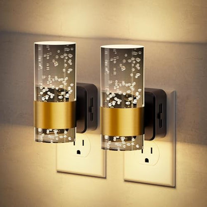 JandCase Night Lights Plug into Wall, 2 Pack Automatic LED Night Light - color: Gold Bubble-3000K, size: 2 Pack