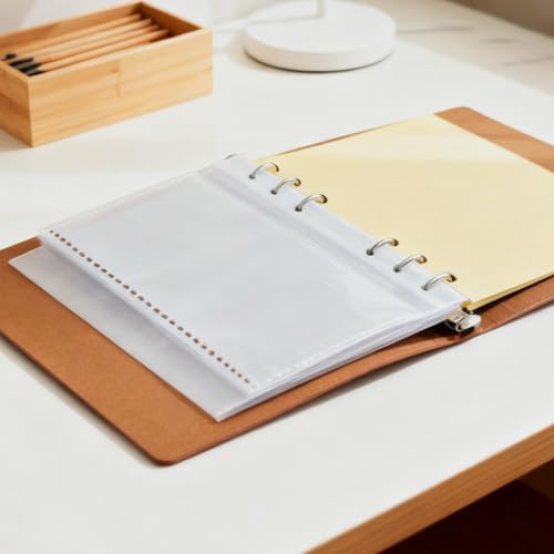 Photo Album 4x6, Leather Scrapbook Album with 50 Photos and 20 Writing Paper, DIY 6 Ring Binder Photo Album for Wedding Kids Birthday Family Travel - color: Transparent