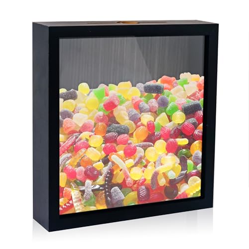 Top Loading Shadow Box , Top Loading Wood & Real Glass Display Case Frame with Slot on Top Ready to Hang Memory Box , Pins, Awards, Medals, Wedding and Photos, Black, 8x8 - color: Black, size: 8*8