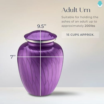 Geturns Embrace Adult Personalized Butterfly Cremation Urns for Human Ashes I Large Pearl Purple Funeral Urn for Men and Women I 200 lbs - color: Pearl Purple