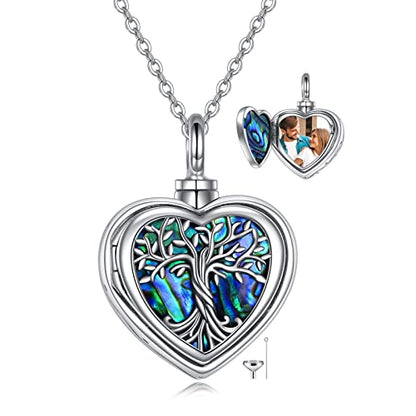 ONEFINITY Sterling Silver Locket for Ashes Always in My Heart Urn Necklace for Ashes Heart Locket That Holds Pictures for Women Ashes Necklace Keepsake Memorial Ash Jewelry - style: heart photo locket urn necklace