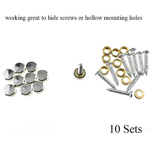 Hahiyo 12mm Diameter Mirror Screws Brushed Stainless Steel Solid Easy Install Brass Washer Decorative Caps Fasteners Nails 10 Pairs for Bathroom Mirrors Panels Kitchen Ceiling Arts Crafts - size: 12mm-10sets