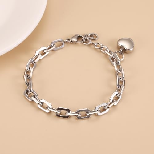 Heart Cremation Bracelets For Ashes Of Loved Ones Memorial Urn Bracelet For Women Stainless Steel Keepsake Jewelry - color: Customize