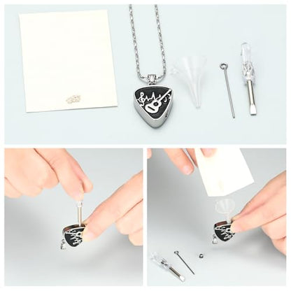 Imrsanl Guitar Pick Cremation Urn Necklace for Ashes - color: Silver-Guitar Pick