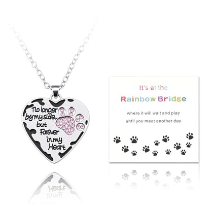 YangQian Sympathy Gift for Pet Owner Pet Memory Gifts for Dogs Cats Bereavement Gifts Paw Print Necklace Grieving Cat Dog Loss Gift - color: Pet Owner Bereavement Gifts Necklace