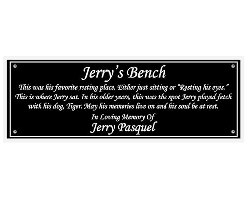Memorial Bench Plate, Personalized Plaque, Door Name Plate, Building Sign, Engraved Tree Plaque, Custom Engraving, Multiple Sizes and Colors (Black With White Writing) - color: Black With White Writing