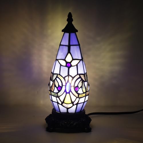 Small Tiffany Stained Glass Table Lamp 5.5X11 Inch, Blue Baroque - color: Stained Glass