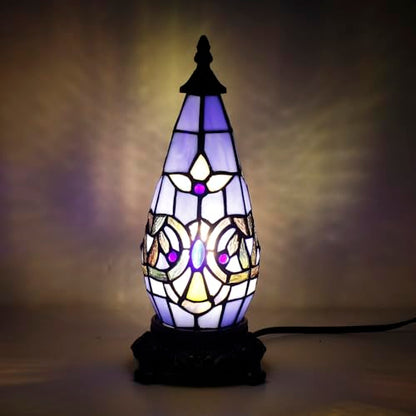 Small Tiffany Stained Glass Table Lamp 5.5X11 Inch, Blue Baroque - color: Stained Glass
