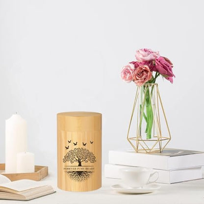 RIPFEVURN Small Urns for Human Ashes Keepsake 3 Inch Tree of Life Mini Cremation Urns for Ashes Adult Female Male Bamboo Scattering Tubes Urns for Ashes Holder for Women Men
