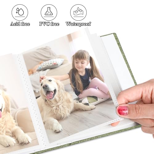 Photo Album 4x6 52 Pockets Photo Albums with Linen Cover Picture Albums for Family, Wedding, Baby, Photo Book Holds Vertical Pictures GrassGreen - color: GrassGreen, size: 52 Pockets