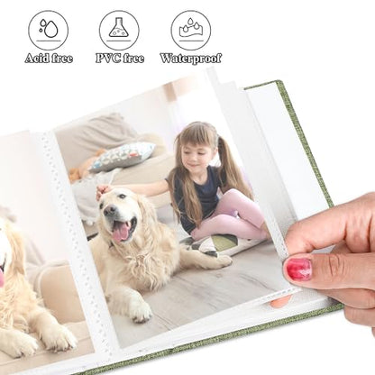 Photo Album 4x6 52 Pockets Photo Albums with Linen Cover Picture Albums for Family, Wedding, Baby, Photo Book Holds Vertical Pictures GrassGreen - color: GrassGreen, size: 52 Pockets