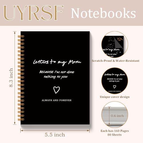 Mom Memorial Gifts Notebook Journal 5.5x8.3, Letters to My Mom Hardcover Notebook for Note Taking, Loss of Mother Sympathy Gifts, Bereavement Gift Journals for Writing - color: Letters Mom1