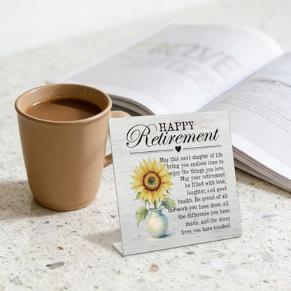 Stainless Steel Desk Plaque with Sunflower Design, Funny Gift for Work Friend, Happy Retirement Gift for Colleague Friend Family, Motivational Retirement Desk Decor HDESK21 - style: Colleague Friend