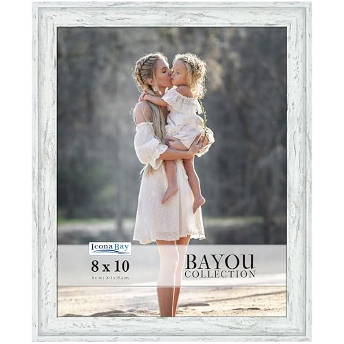 8x10 Cloudy White Picture Frame, Cape Cod Style, Table or Wall Mount, Bayou - size: 8x10