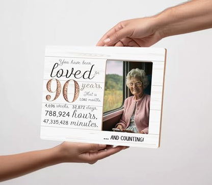 90th Birthday Gifts for Women Men，You Have Been Loved for 90 Years Picture Frame,90 Years Old Gift for Grandma Grandpa Mom Dad Photo Frames - color: 90th