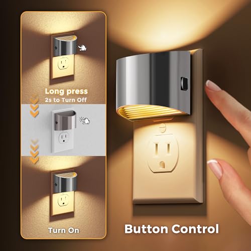 L LOHAS LED Night Lights Plug into Wall, Dimmable Night Light 2 Pack | Plug in Night Light with 3 Level Brightness, 3000K Soft White, Grey Housing - color: Gray
