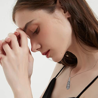Sterling Silver Flower Tree Life Cremation Urn Necklace for Women - color: Tear *Cherry