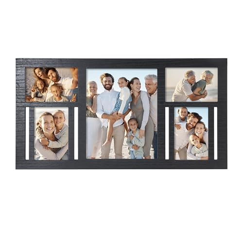 Collage Picture Frame for Wall – Black Multi Photo Frame Holds 8x10 and 4x6 - color: Black, size: 5 Opening-Mixed