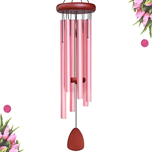 Large Aluminium Wind Chimes Outside, Soothing Melodic Memorial Sympathy Wind Chime, Suitable Outdoor Garden Decor, Gift for Mom Women Neighbors (Pink Wind Chimes-36) - size: Pink Wind Chimes-36"
