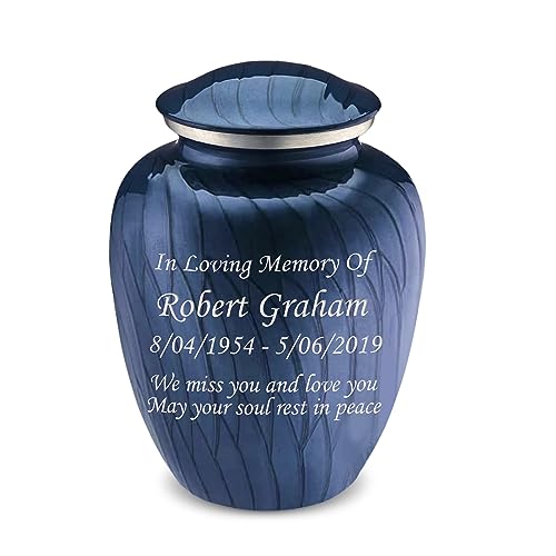 Geturns Embrace Adult Personalized Cremation Urns for Human Ashes I Large Pearl Cobalt Blue Funeral Urn for Men and Women I 200 lbs - color: Pearl Cobalt Blue