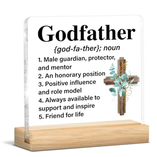 Godfather Gift From Godchild, God Father Gifts for Men | Godfather Definition Acrylic Sign Home Desk Decor - color: a-Godfather