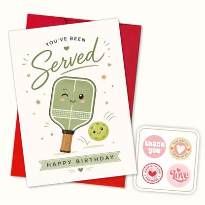 You've Been Served Pickleball Birthday Card, Paddle Greeting Gift | Pickleball Birthday Card For Pickleball Player, Sports Fan Greeting Card, Pickleball Lover Gift Card, Served Birthday Card - color: sport12