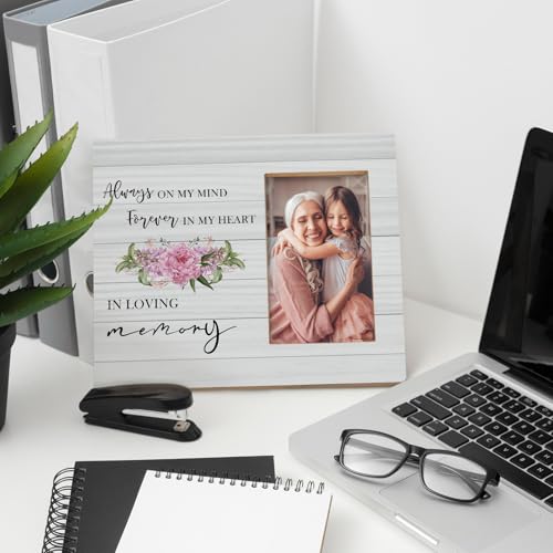 In Loving Memory Picture Frames, Memorial Picture Photo Frames, In Memory of Loved One Gifts, Sympathy Gift, Always on my Mind Forever in My Heart Wood Picture Frames for 4x6 Photos