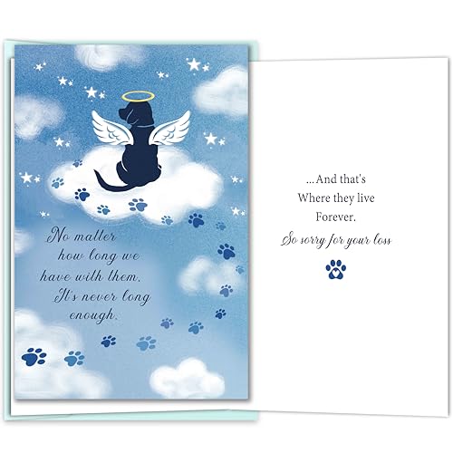 Pet Loss Sympathy Card for Dogs, Condolence Gift Card for Loss of Dog, Pet Memorial Cards for Dog Lover, Comforting Bereavement Gift - color: Loss of Dog