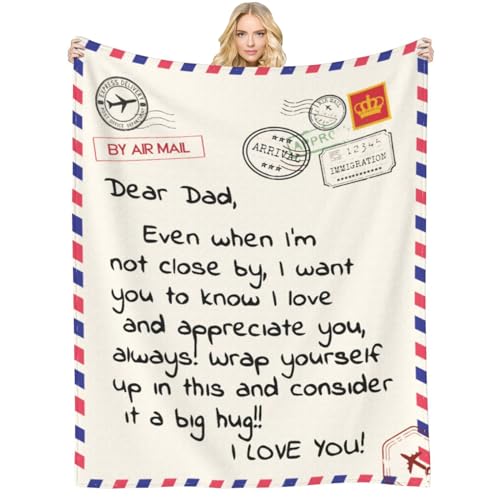 Gift for Dad from Daughter Son, Dear Dad Blanket for Father's Day, Throw Blankets Anniversary Birthday Super Soft Flannel Throw Blankets for Christmas Valentines Day for Bed Couch(60’’x80’’) - color: Dad-blanket, size: 80''x60''