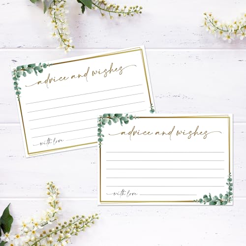 Advice and Wishes Cards – 50 Pcs Eucalyptus Perfect for the Bride and Groom, Baby Shower, Bridal Shower, Wedding Shower, Graduation Party, Retirement Party, Anniversary -A10 - color: Eucalyptus, size: Standard Cards