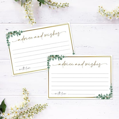 Advice and Wishes Cards – 50 Pcs Eucalyptus Perfect for the Bride and Groom, Baby Shower, Bridal Shower, Wedding Shower, Graduation Party, Retirement Party, Anniversary -A10 - color: Eucalyptus, size: Standard Cards