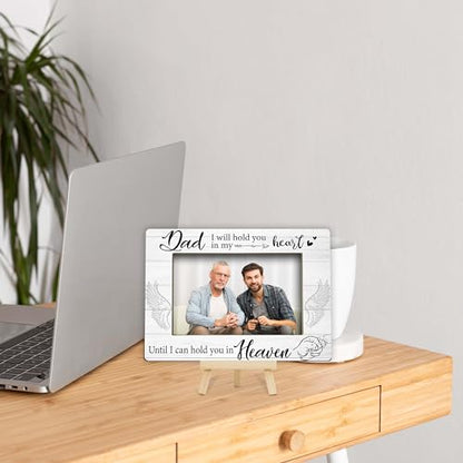 Memorial Gifts Loss of Dad, Sympathy Picture Frame, Remembrance Gifts Wooden Photo Frame with Easel, 4x6 Bereavement Picture Frame for Tabletop Display - G05 - style: Loss of Dad