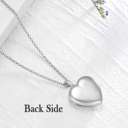 YOUFENG Love Heart Locket Necklace That Holds Pictures S925 Silver Photo Lockets Gifts for Women Jewelry - color: Diamond