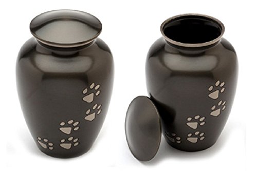 Ottillie Legacy Ebony/Pewter/Vert Pet Urn, up to 65lbs - color: Ebony, Vertical Pewter Paws, size: Medium
