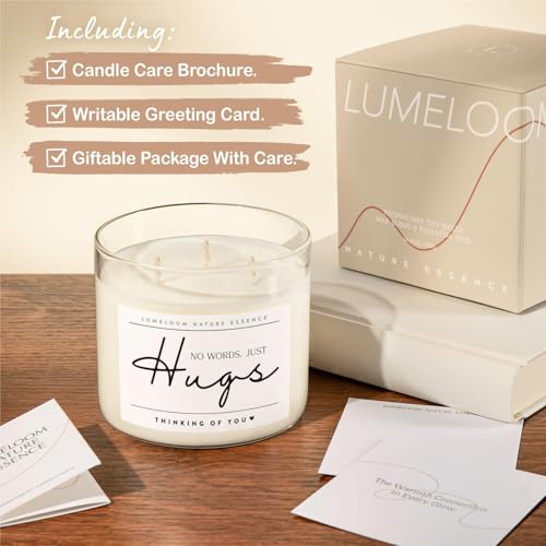 LUMELOOM Sympathy Gift for Loss of Loved One, 14.5oz 3-Wick Lavender Candle | Memorial Gifts, Miscarriage Gifts for Mothers, Bereavement Condolence Grief Presents for Women, No Words Just Hugs Candle