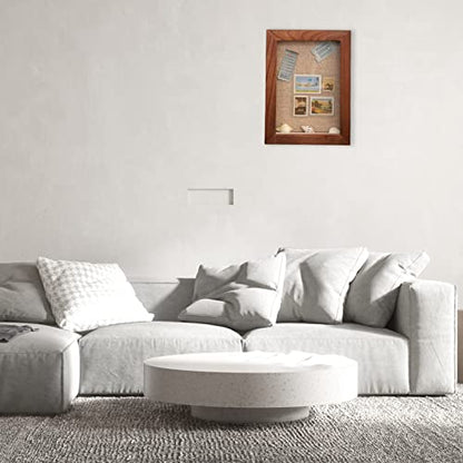 5x7 Shadow Box with Glass, Small Shadow Boxes Display Cases with Door for Shells Taxidermy Keepsake Photos Tickets Coins - Walnut | Solid Wood; 5x7-Inch Display; Glass Front; Magnetic Door; 180-Degree Hinge; For Shells, Photos, Tickets, Coins & Keepsakes