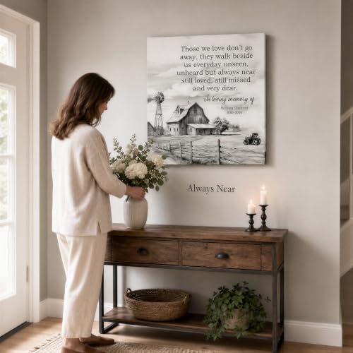 KiKiLuna Personalized In Loving Memory Farmhouse Memorial Canvas Wall Art - color: Design 7