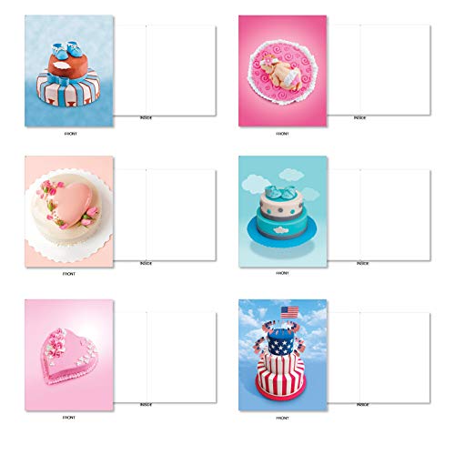 The Best Card Company - 36 Assorted Blank Notecards Bulk Box Set 4 x 5.12 Inch with Envelopes (36 Designs, 1 Each) Friendship Birthday Card Variety Pack - Cakes for All Seasons AM7074OCB-B1x36 - style: Cakes for All Seasons