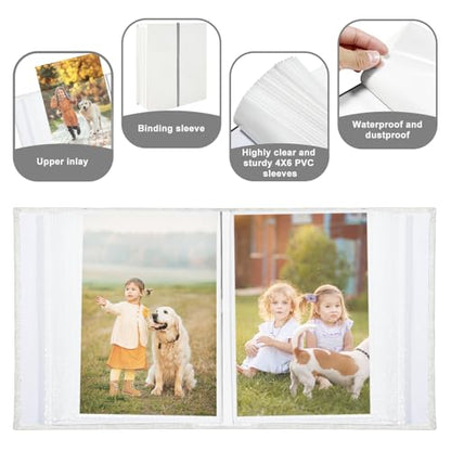 Photo Album 4x6 100 Pockets, Linen Cover Top Loader Vertical, Slip-in Picture White Pockets Albums for Wedding, Family, Anniversary, Baby, Vacation - color: White, size: 100 Pockets